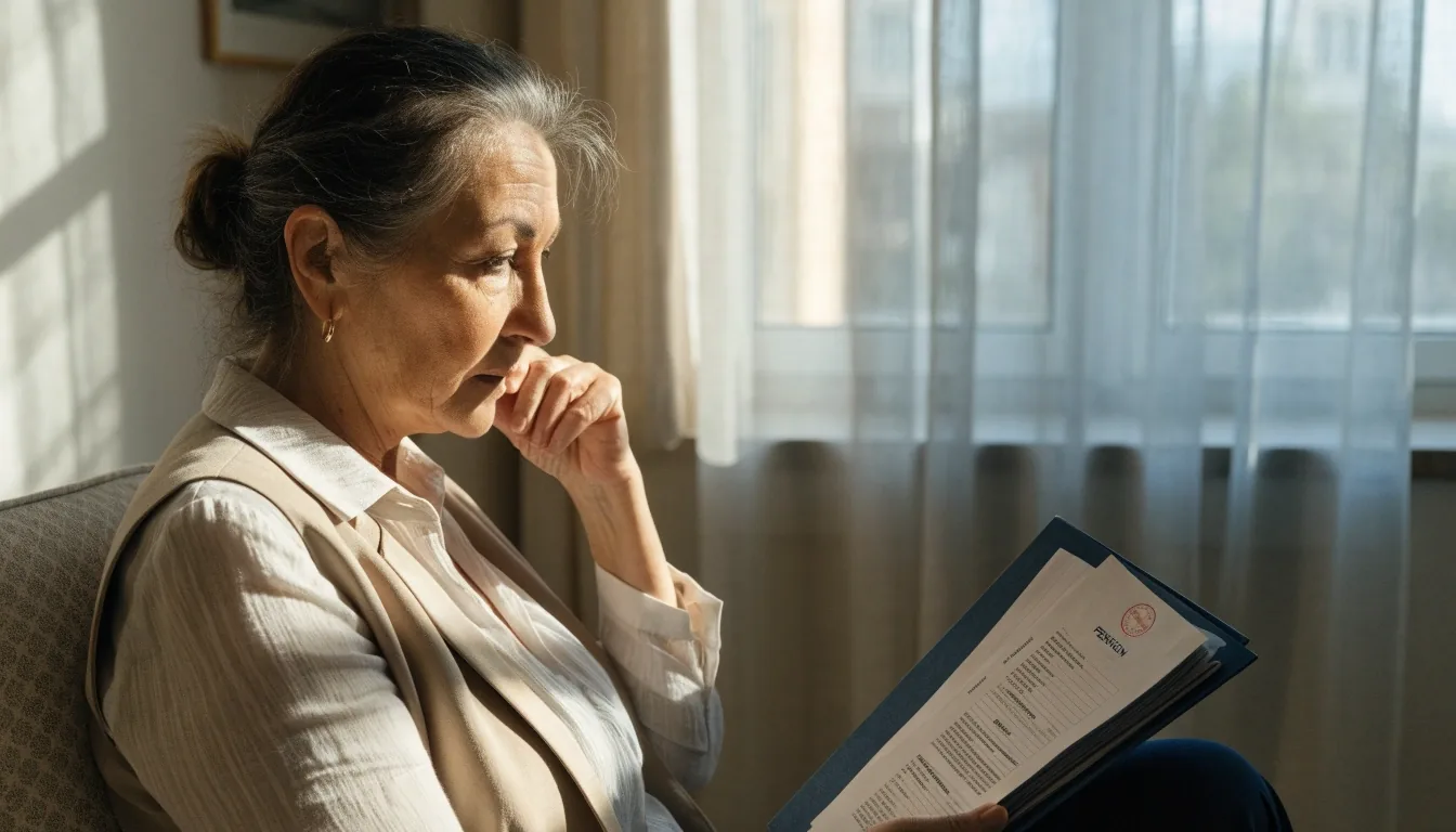 Persona revisando en casa documentos de ahorro para la jubilación antes de escribir al equipo editorial