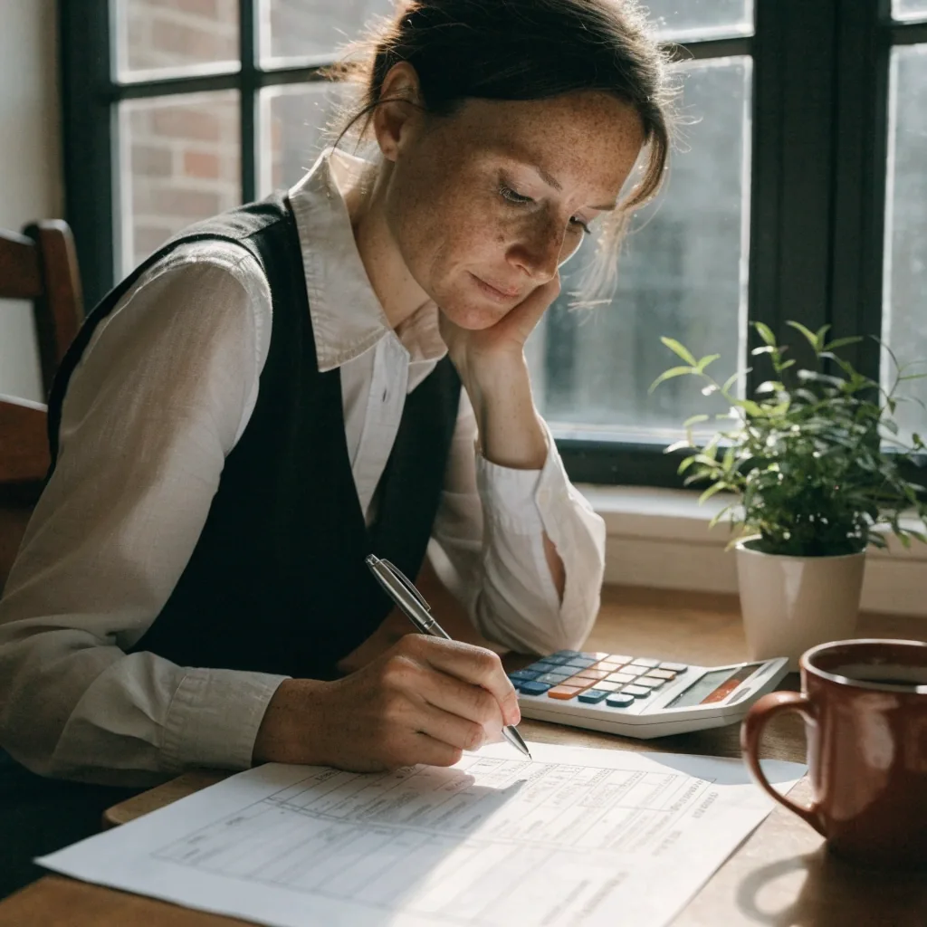 Persona calculando en casa cuánto puede aportar a su plan de pensiones este año